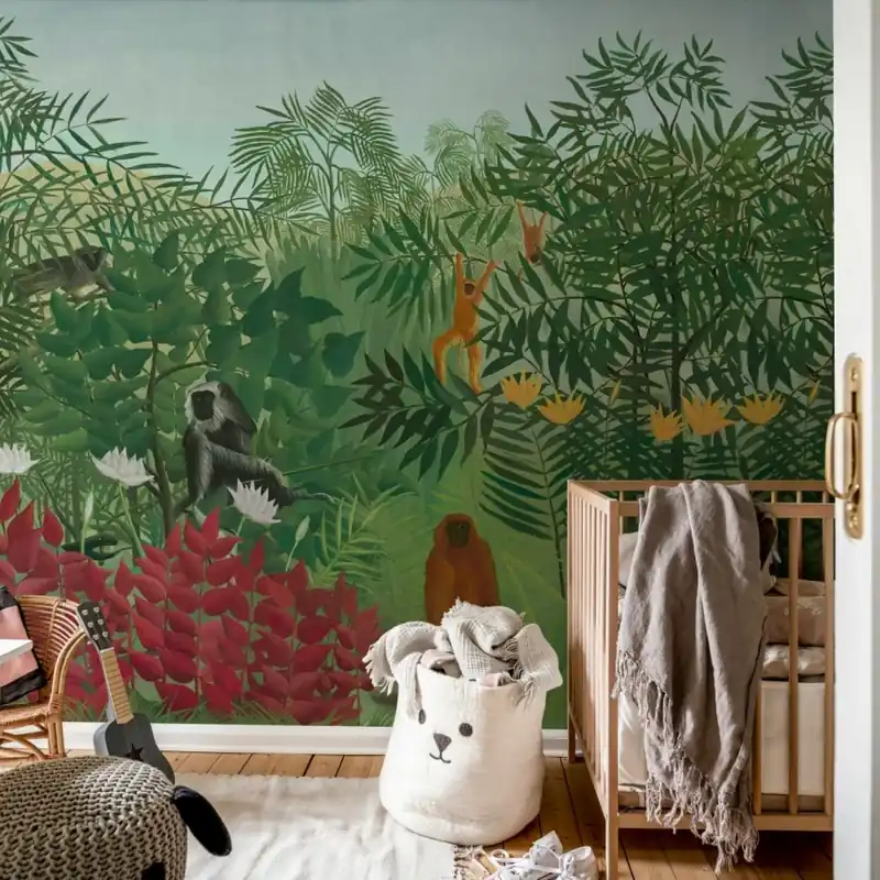Tropical Forest With Monkeys by Rousseau, Rebel Walls Tapet cu Jungle Tropicală și Maimuțe Reducere extra