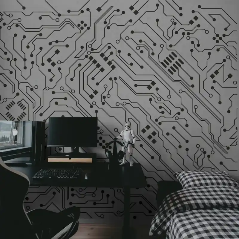 Circuit, White, Rebel Walls Imprimeu Circuit Alb - Tapet Modern Reduceri