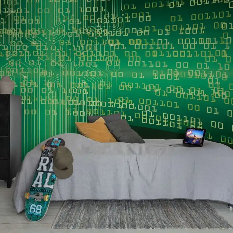 Cumpără acum Code, Green, Rebel Walls Tapet cu design modern - Code Green