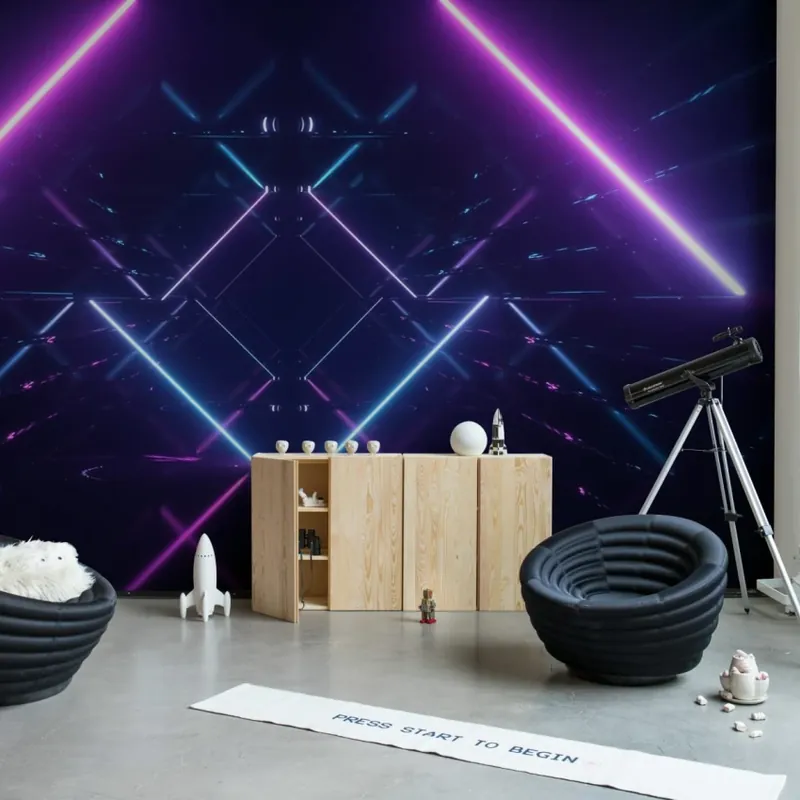 Neon Beams, Midnight, Rebel Walls Tapet Neon Beams, Midnight Lichidare de stoc