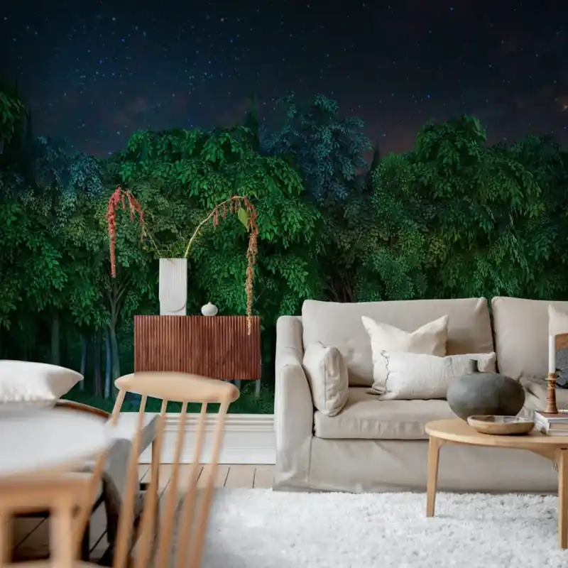 Cel mai bun preț Gaming Woods, Night, Rebel Walls Transformă-ți casa cu un tapet spectaculos cu pădurea sub un cer înstelat.