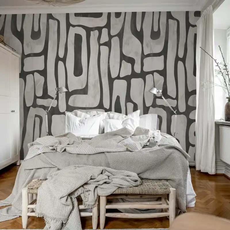 Aesthetic Shapes, Gray, Rebel Walls Tapet modern cu design geometric abstract Reducere extra
