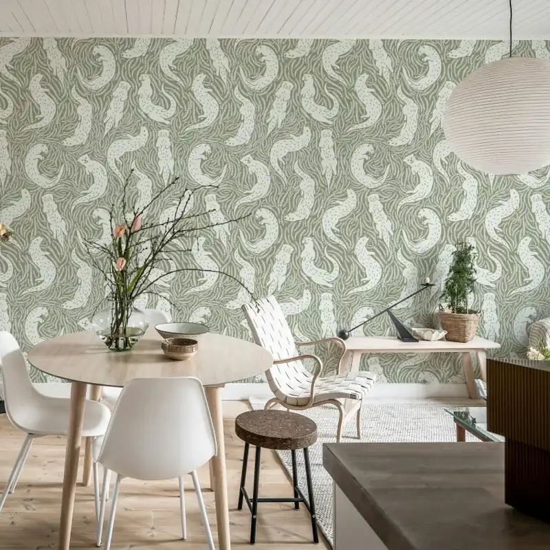 Cute Otters, Beige, Rebel Walls Tapet cu vidre pentru un decor unic Cumpără online