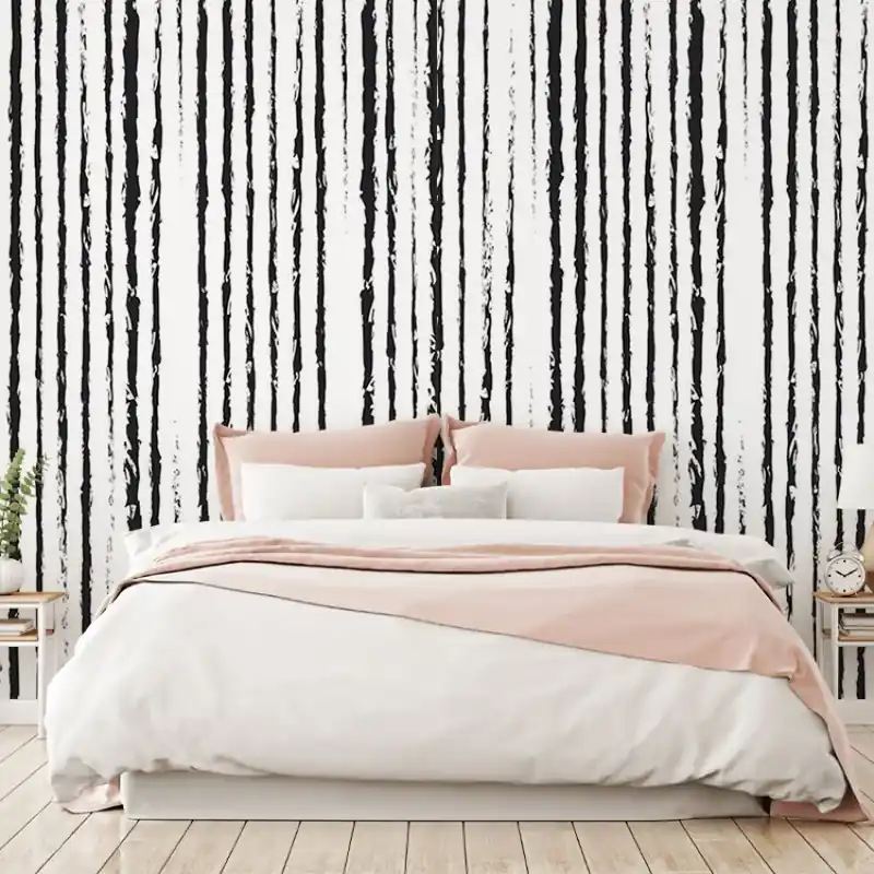 Preferatul clienților Vintage Stripes, VLAdiLA Tapet cu dungi negre pentru un design vintage modern