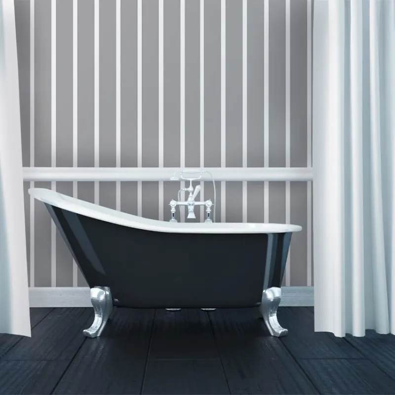 Plată securizată Gray and White Stripes, VLAdiLA Tapet cu dungi gri și albe pentru baie