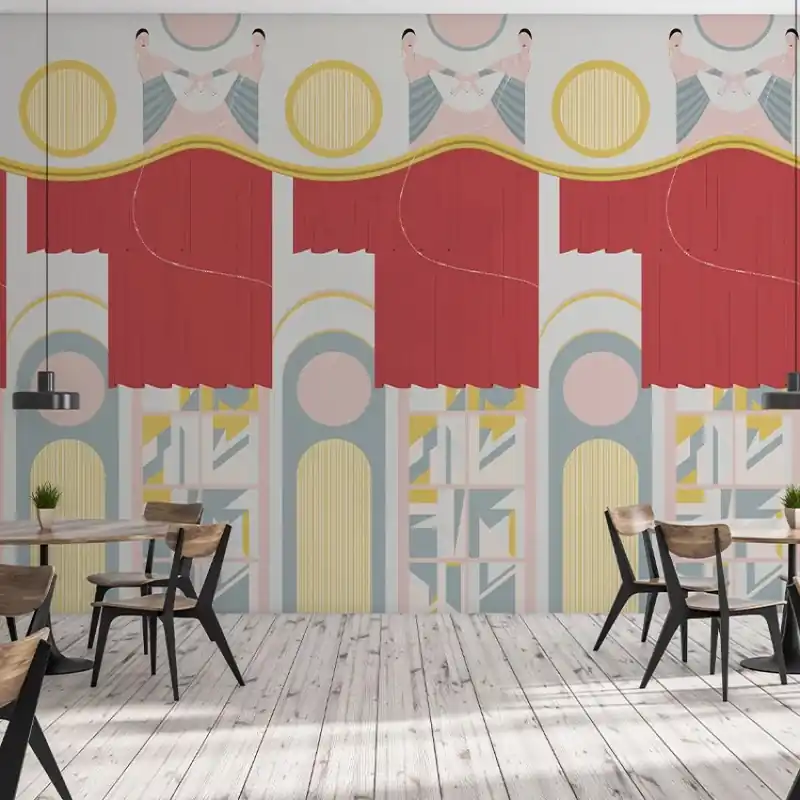 Academy Theatre Pink, VLAdiLA Tapet geometric modern cu balerine Preț promoțional