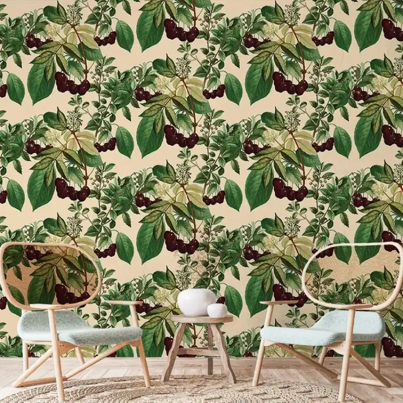 Cherry context, VLAdiLA Tapet floral cu imprimeu de cireșe Retur gratuit
