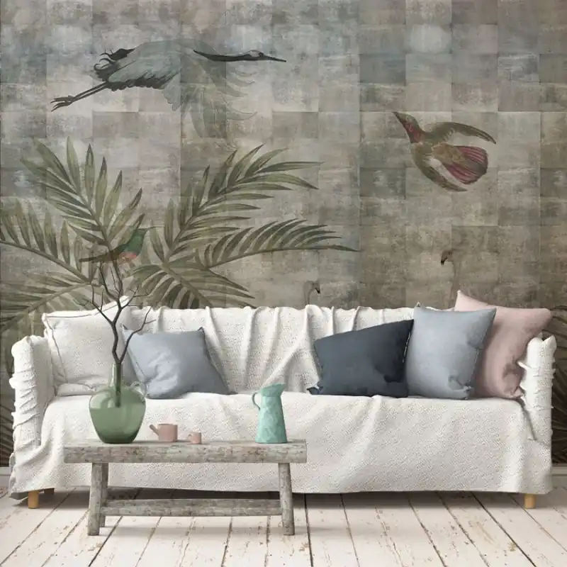 Ieftin Birds and grunge, VLAdiLA Tapet cu Păsări și Motive Grunge - Design Modern și Elegant