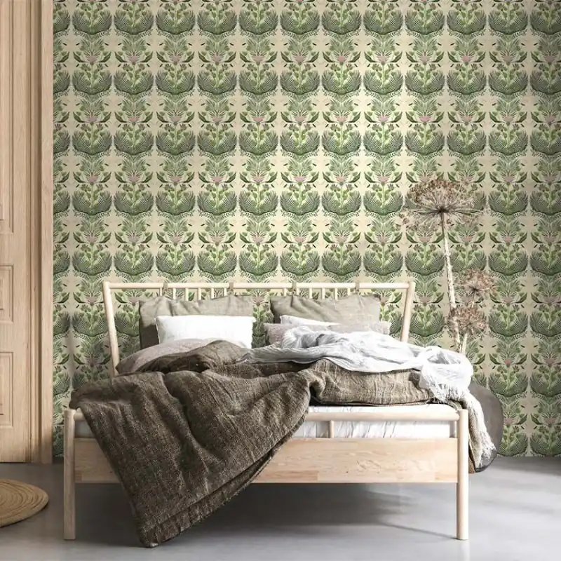 Cel mai bun preț Light Crown of Greens, VLAdiLA Tapet floral modern pentru o atmosferă relaxantă și elegantă