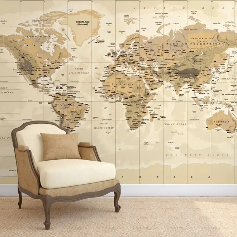 Ieftin Classic Vintage Map, VLAdiLA Tapet cu hartă a lumii, în stil vintage