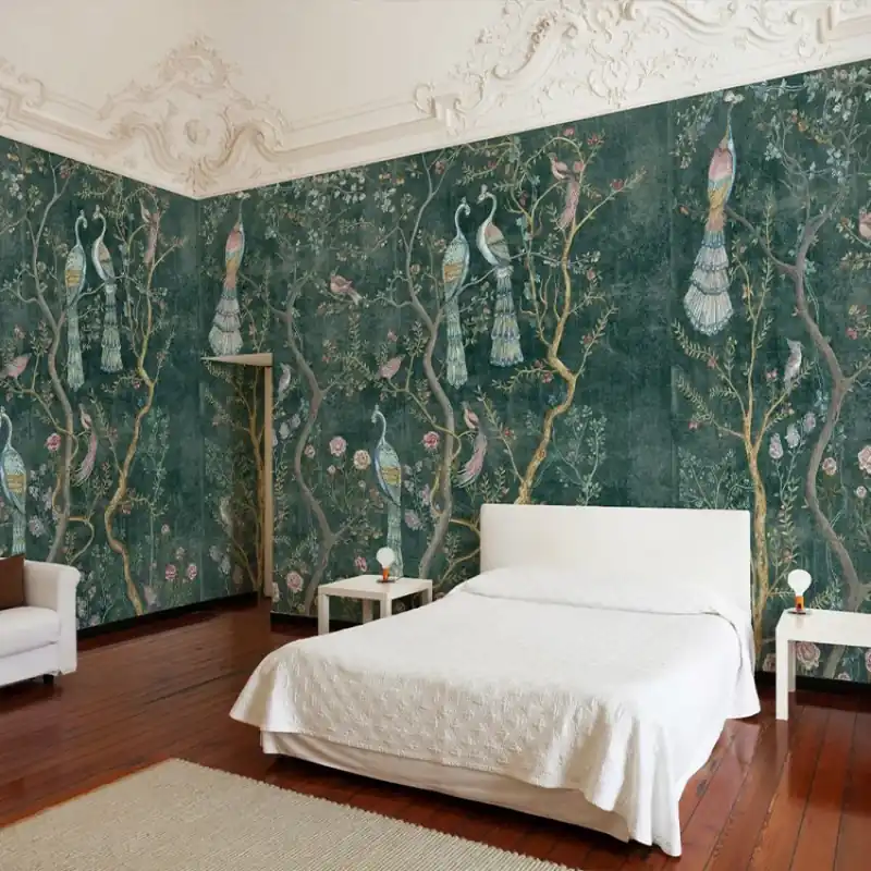 Peacock Chinoiserie in Emerald, VLAdiLA Descoperă eleganța tapetului cu motive Chinoiserie Super ofertă