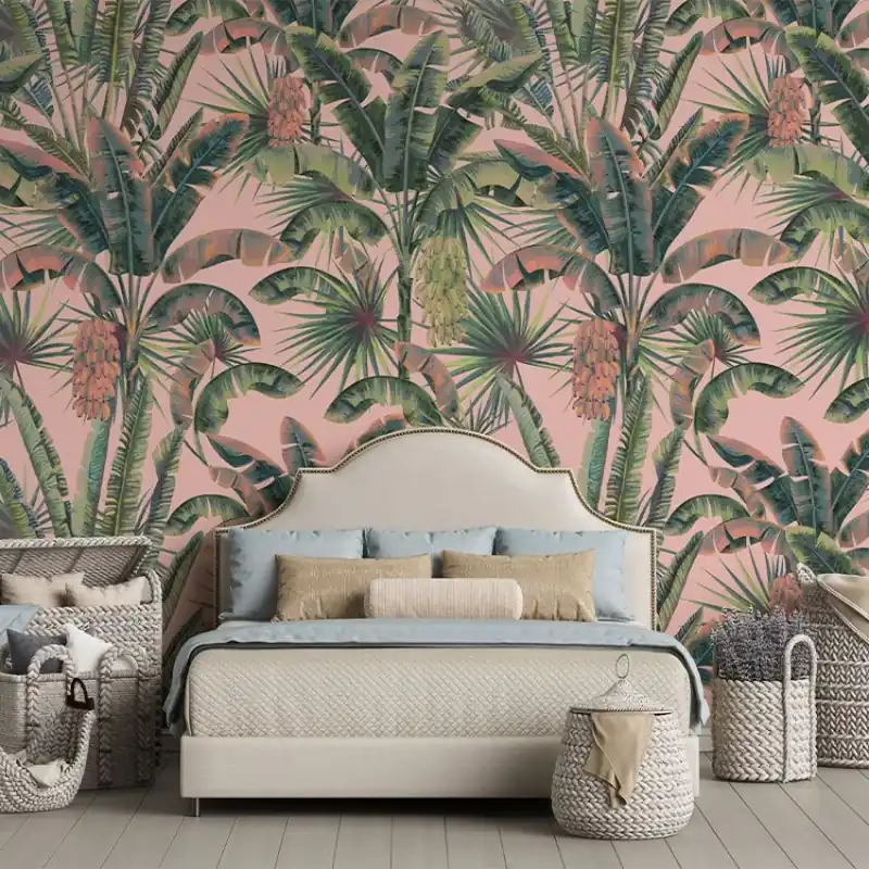 Noutate Blush Groove in Coral, VLAdiLA Tapet cu design tropical vibrant