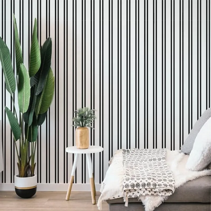 Black and White Stripes, VLAdiLA Tapet cu dungi negre și albe - Design modern și elegant Livrare expres