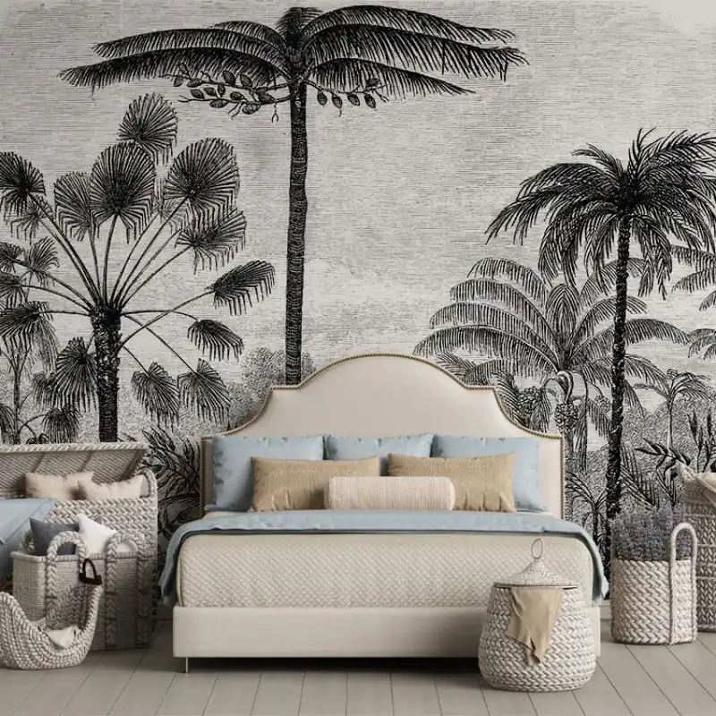 Gray Amazon, VLAdiLA Tapet cu palmieri - Design elegant pentru o atmosferă exotică Plată securizată