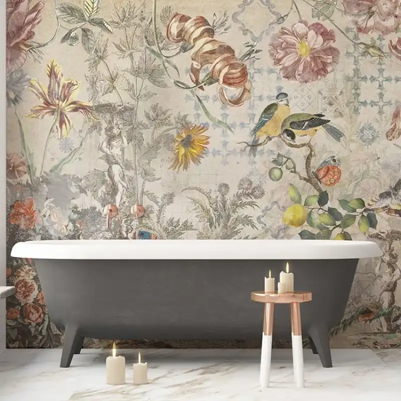 Livrare expres Ceramic Flowers (Cream), VLAdiLA Tapet Floral Eleganta Naturii