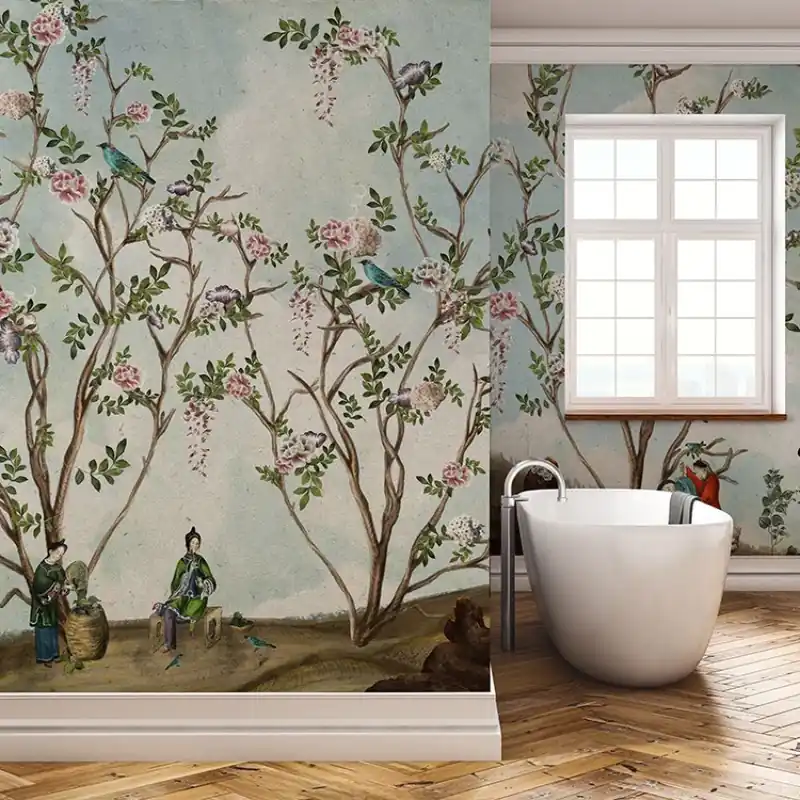 Scenes from life (blue sky), VLAdiLA Tapet cu design floral inspirat din arta tradițională chinezească Reducere extra