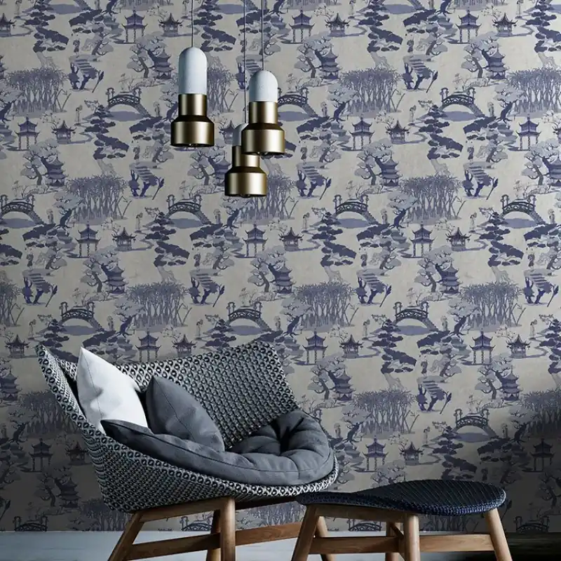 Ofertă exclusivă Chinese toile (blue), VLAdiLA Tapet cu Design Tradițional Chinezesc