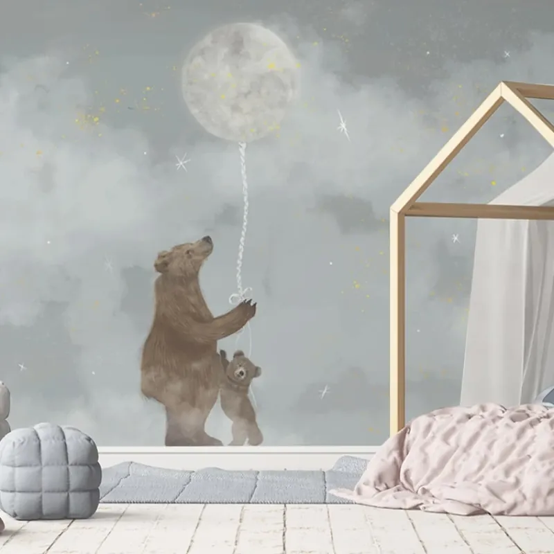 Ofertă limitată Storytime Pastel, VLAdiLA Tapet cu urs și lună pentru camera copilului
