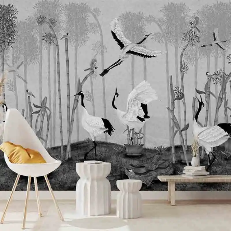 Red Crown Sanctuary in Monochrome, VLAdiLA Tapet cu macarale monocrom - Design elegant și zen Reduceri