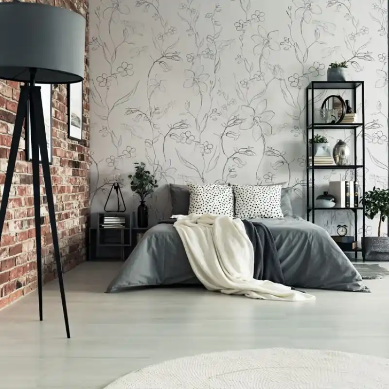 Ultima șansă Fine Intaglio White Paper, VLAdiLA Tapet floral minimalist pentru dormitor
