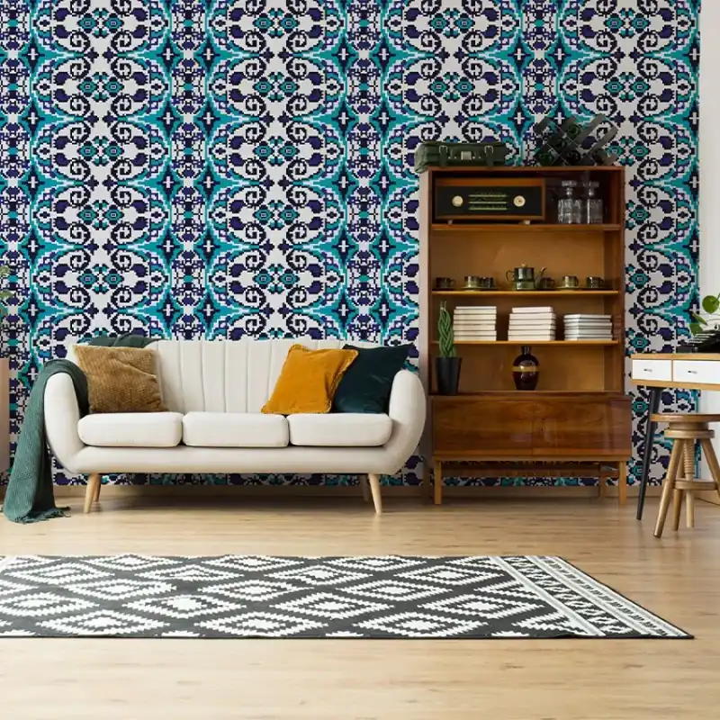 Reducere Carpetă (albastră), VLAdiLA Tapet cu design geometric elegant
