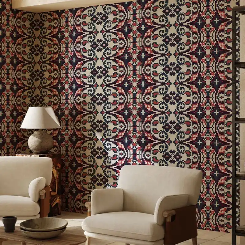 Comandă acum Carpetă (vișiniu), VLAdiLA Tapet cu design geometric - Carpetă vișiniu