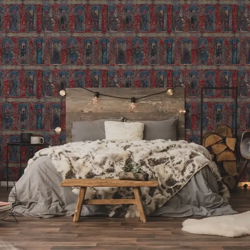 Chilipir închinăciune (rubin), VLAdiLA Tapet modern cu design geometric și culori bogate