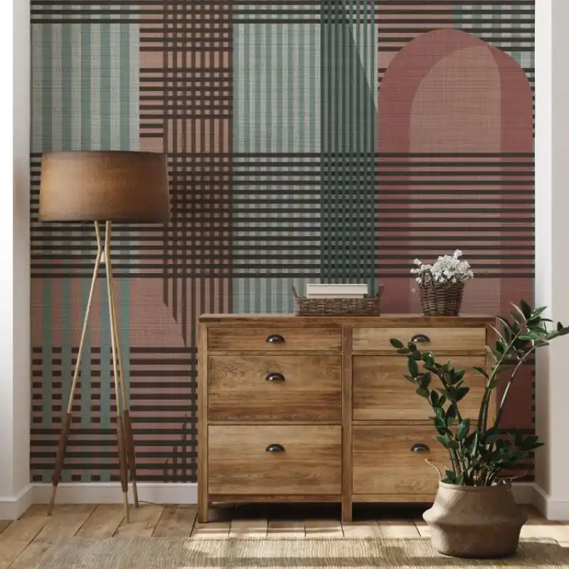 Taffy Pink Tartan, VLAdiLA Adaugă o notă de eleganță camerei tale cu un tapet geometric modern Reducere