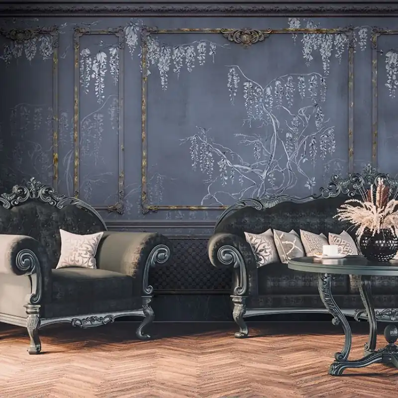 Ieftin Royal Vines (Antique Storm), VLAdiLA Tapet cu model clasic, viță de vie pe un fundal gri închis