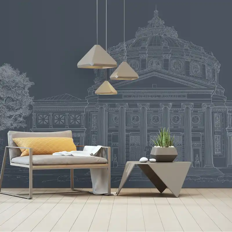 Atheneum Grey, Dream Prints Wallpaper cu designul Ateneului Roman Cel mai vândut