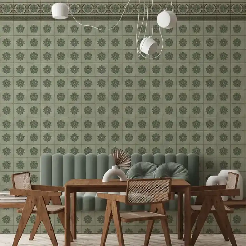 Green Tiles, VLAdiLA Tapet cu model de dale verzi Cumpără online