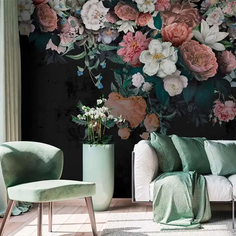 Painterly roses, VLAdiLA Tapet cu trandafiri pictati Cumpărături sigure