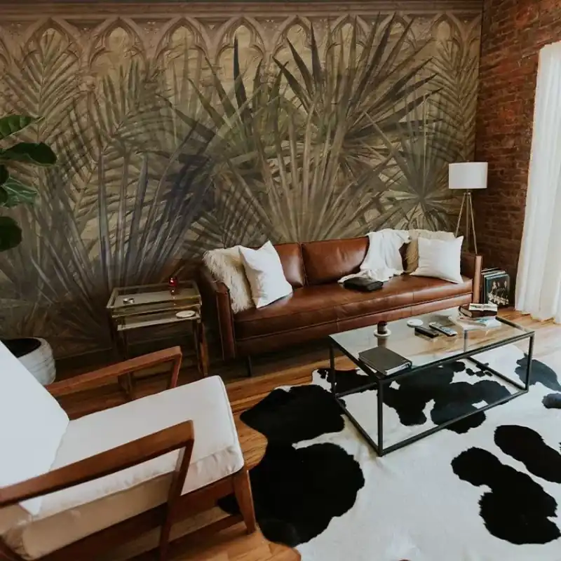 Sepian Palms, VLAdiLA Tapet cu palmieri în tonuri sepiale - Creați un decor tropical Preferatul clienților