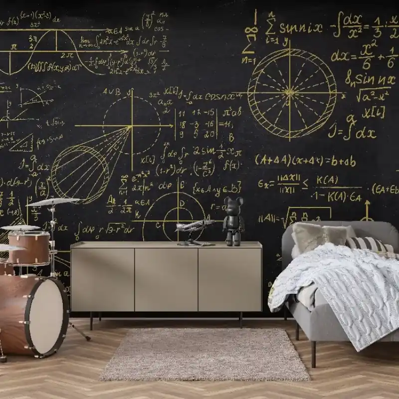 Xi-Phi gold, VLAdiLA Tapet cu formule matematice aurii - un accent inteligent pentru decorul tău Nu rata