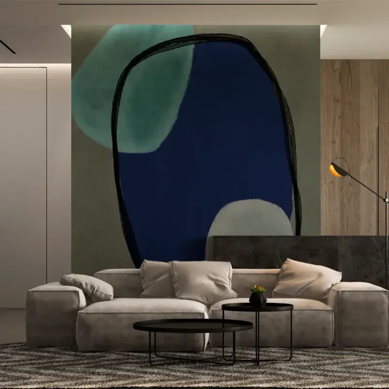 Noutate Symbolistics, VLAdiLA Tapet abstract modern cu nuanțe de albastru, gri și verde