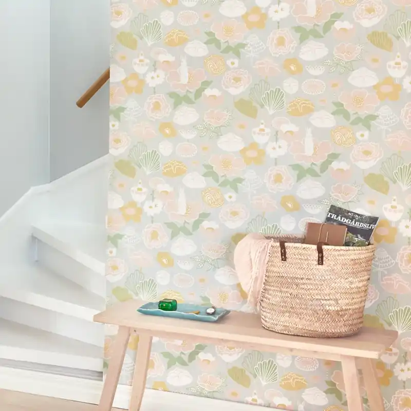 Disponibil imediat Little Light, Grey, Majvillan Tapet floral Little Light Grey