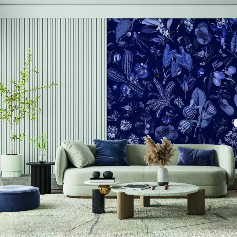 Cumpără online Jardin d‘Autrefois, Bleu de Minuit, PaperMint Tapet floral albastru inchis, Jardin d‘Autrefois, Bleu de Minuit
