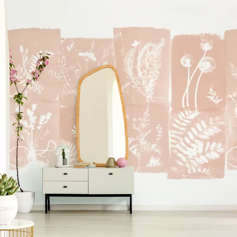 Cyanotype Fleurs des Champs, Beige Solaire, PaperMint Tapet Floral Elegant pentru un Interior Primitor Nu rata