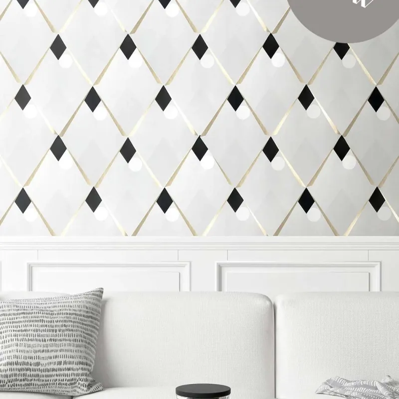 Arlequin, Cendre Doré, 5.3mp / rola, PaperMint Tapet cu model geometric Ofertă limitată