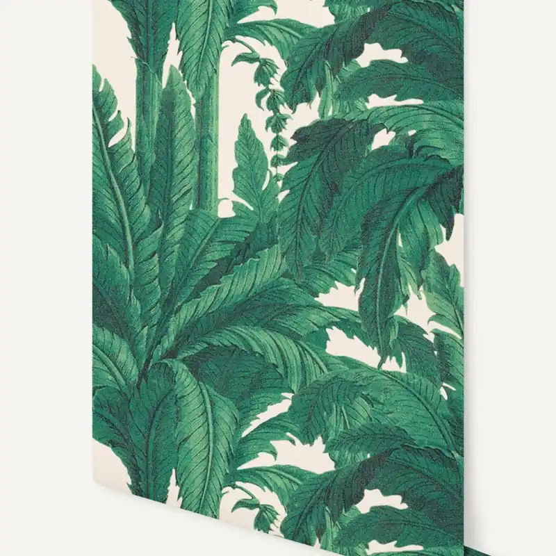 Musa, Light Pink, 5.3mp / rola, PaperMint Tapet tropical cu frunze verzi si roz pal Preț mic