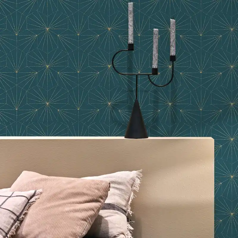 Tiles, Bleu Petrole Doré, 5.3mp / rola, PaperMint Reducere