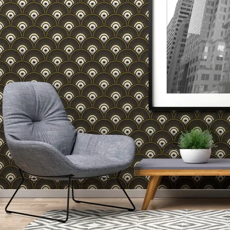 Han‘i, Noir et Doré, 5.3mp / rola, PaperMint Tapet geometric elegant, Noir et Doré Super ofertă