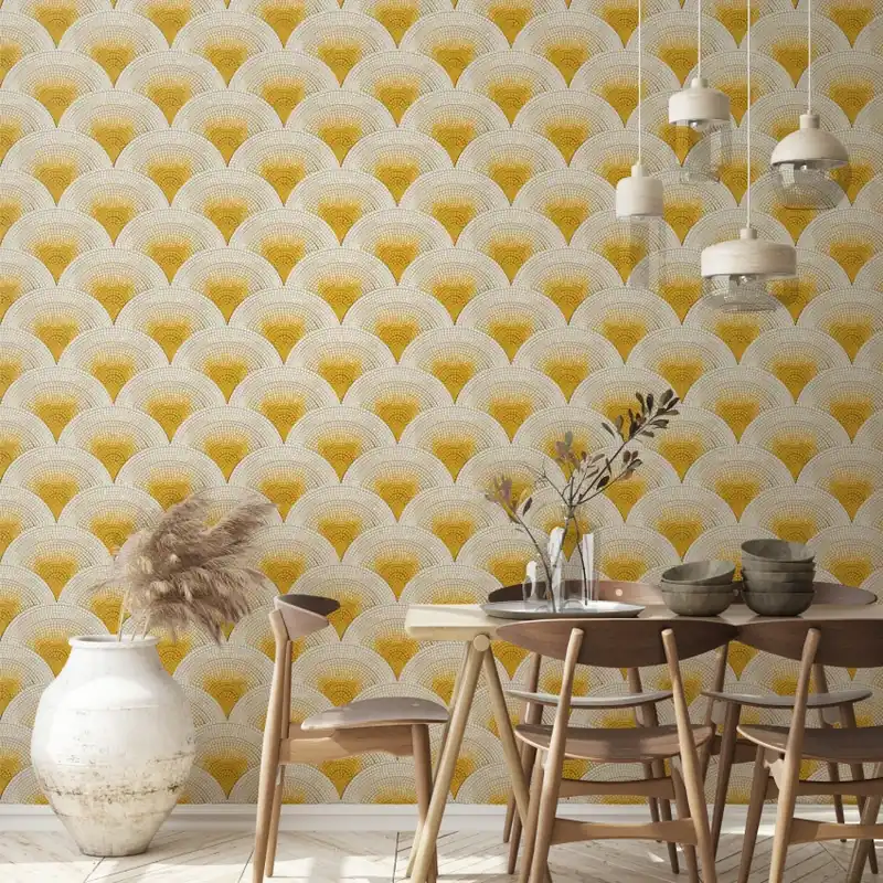 Mosaïc, Jaune, 5.3mp / rola, PaperMint Tapet cu model mozaic geometric în nuanțe de galben Vezi acum