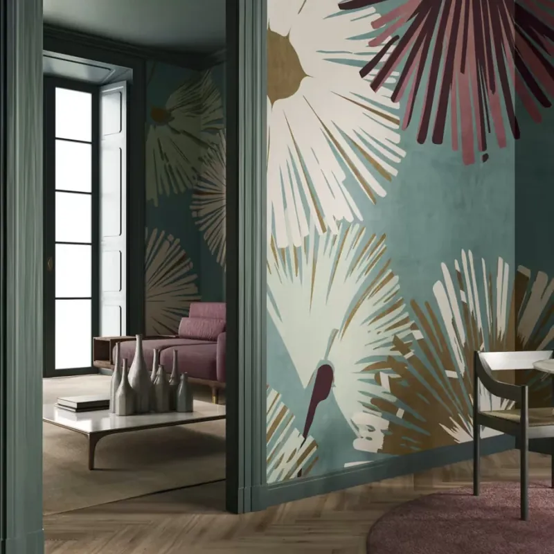 Majorelle, Variant 1, Glamora Tapet floral modern cu design geometric Cumpără online