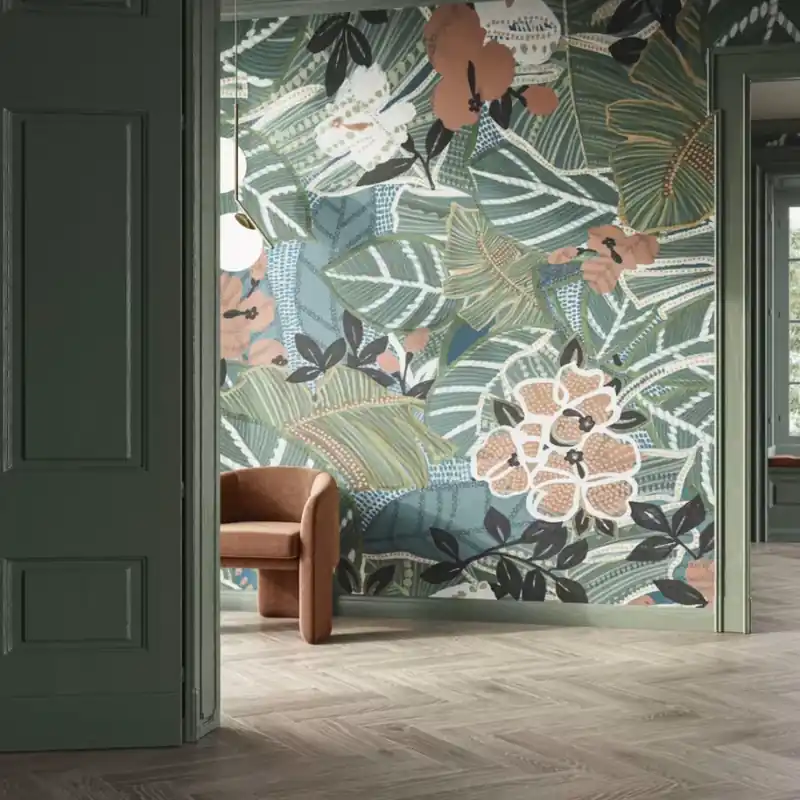 Kew Gardens, Variant 1, Glamora Tapet floral tropical cu design contemporan Preț mic