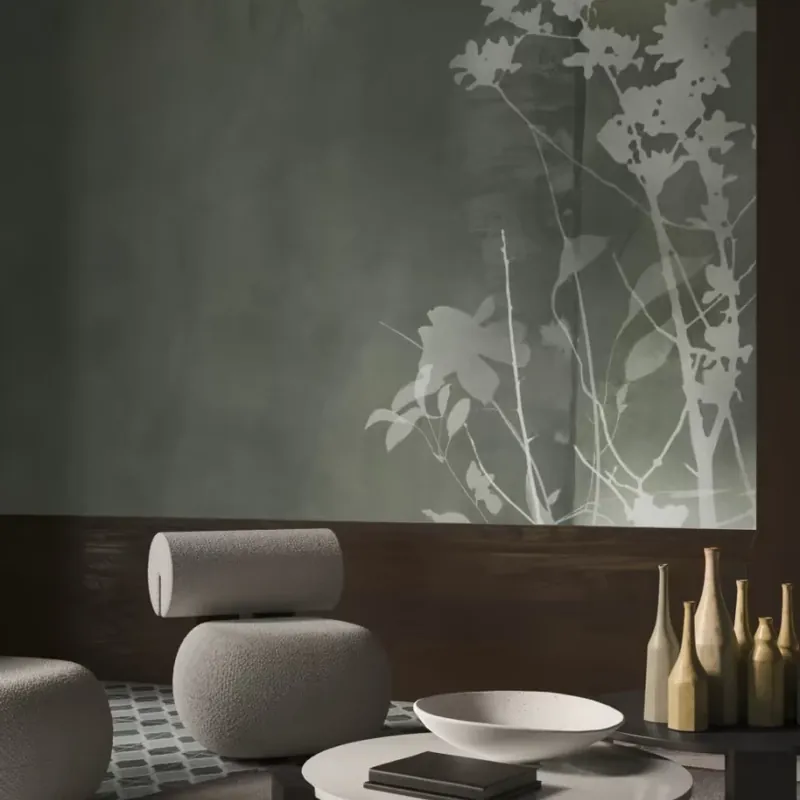 Napee, Variant 1, Glamora Tapet modern cu design minimalist și o nuanță de verde delicată Disponibil imediat