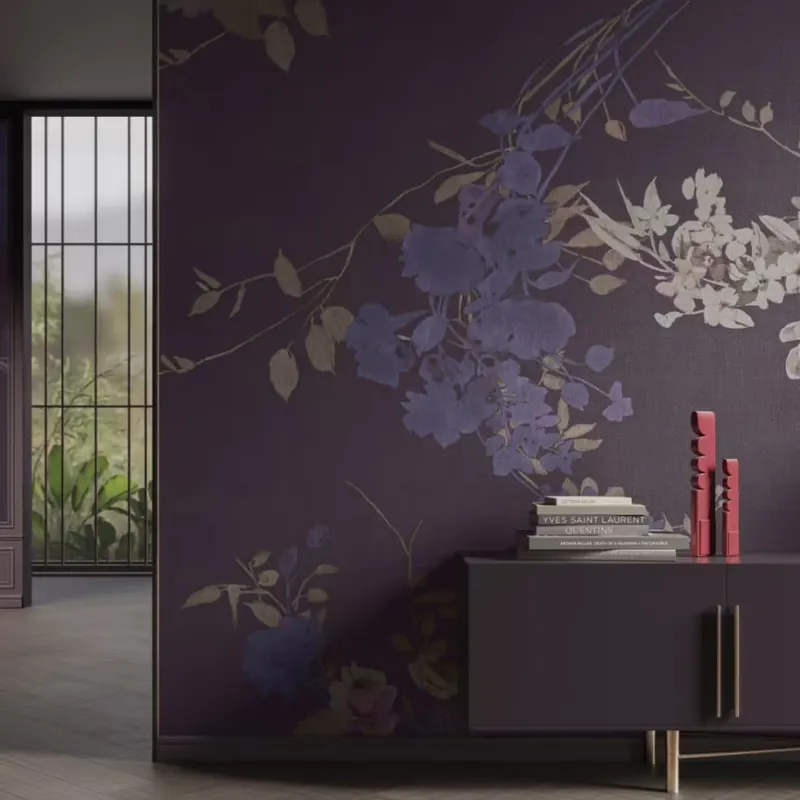 Disponibil imediat Epimelidi, Variant 1, Glamora Tapet floral elegant cu flori delicate si fundal mov