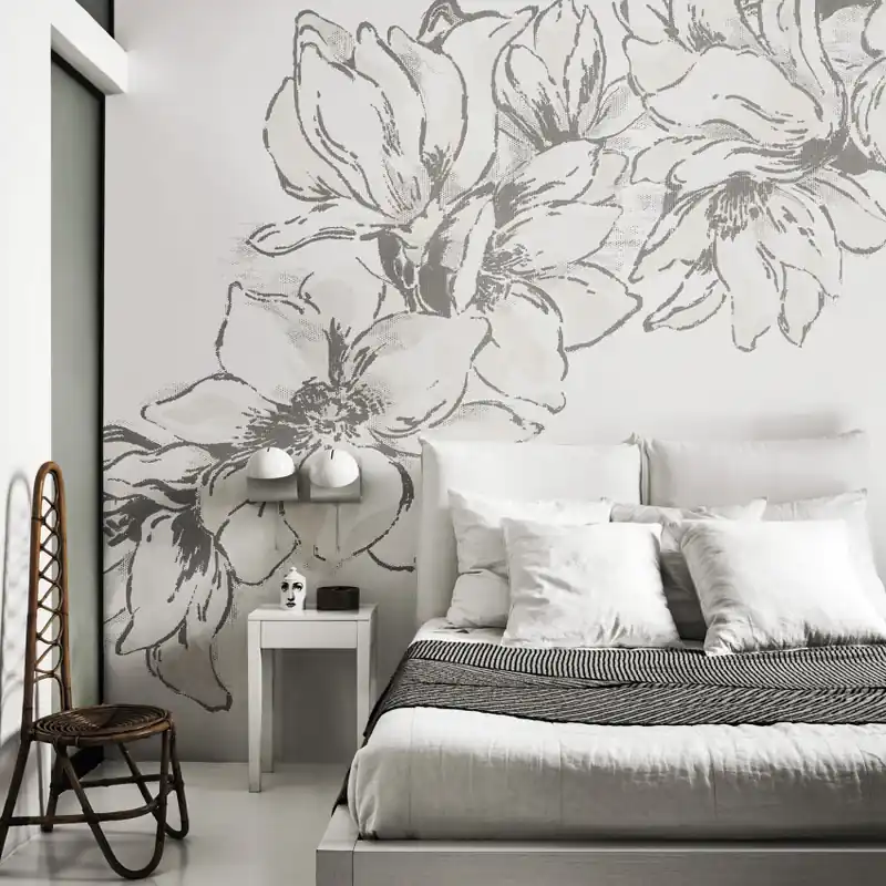 Premium Exclusive Wallpaper / Lilith Re-Edition (A), Londonart Tapet cu flori elegante, gri