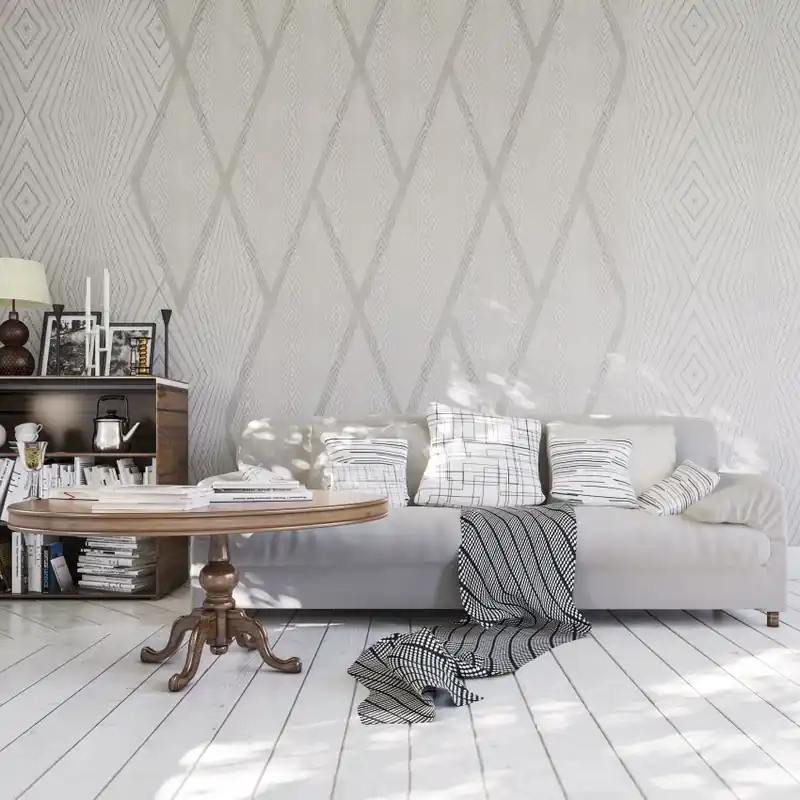 Plată sigură Grigio Argento, Light Grey, Tecnografica Tapet modern cu model geometric discret
