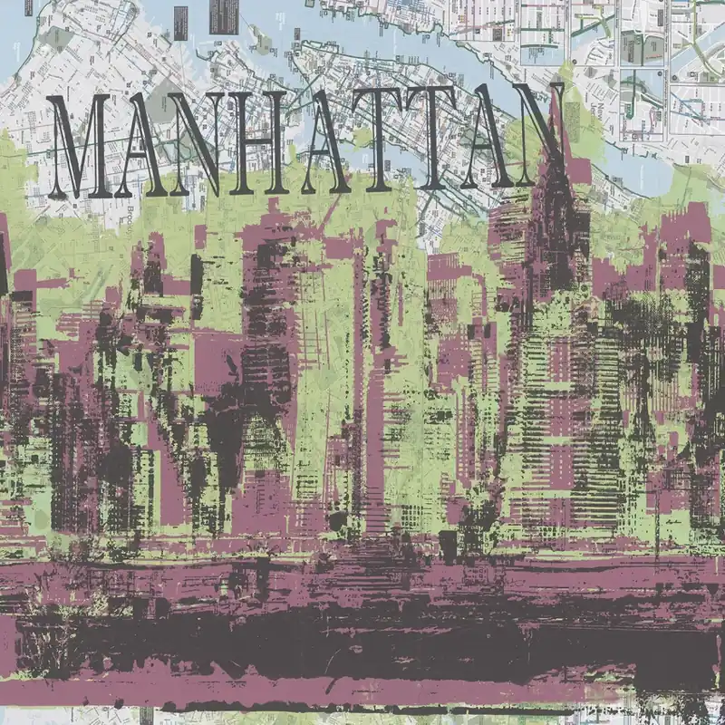 Manhattan, Original, Tecnografica Tapet modern cu design abstract, inspirat de orizontul New York-ului Lichidare de stoc